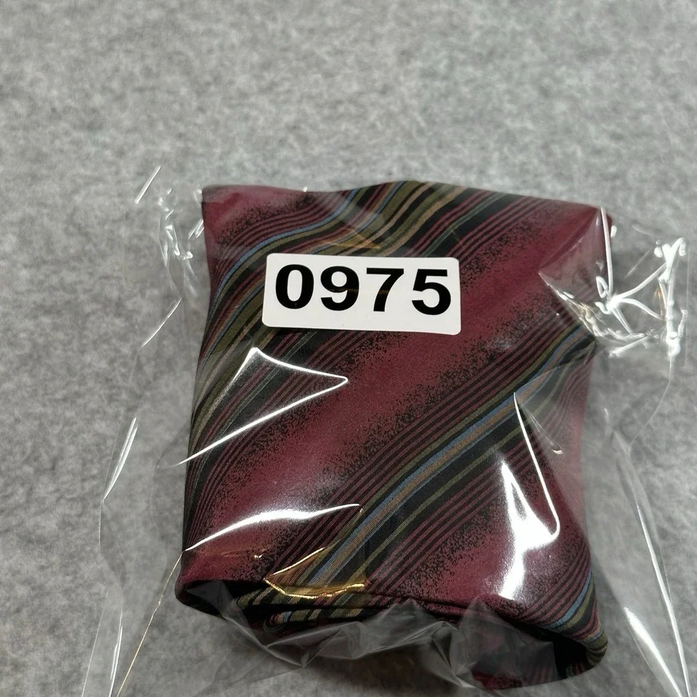 Vintage Halston Silk Tie Burgundy Striped USA Designer‎ Retro 90s 55x3.75in